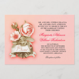 invitation de mariage rose vintage