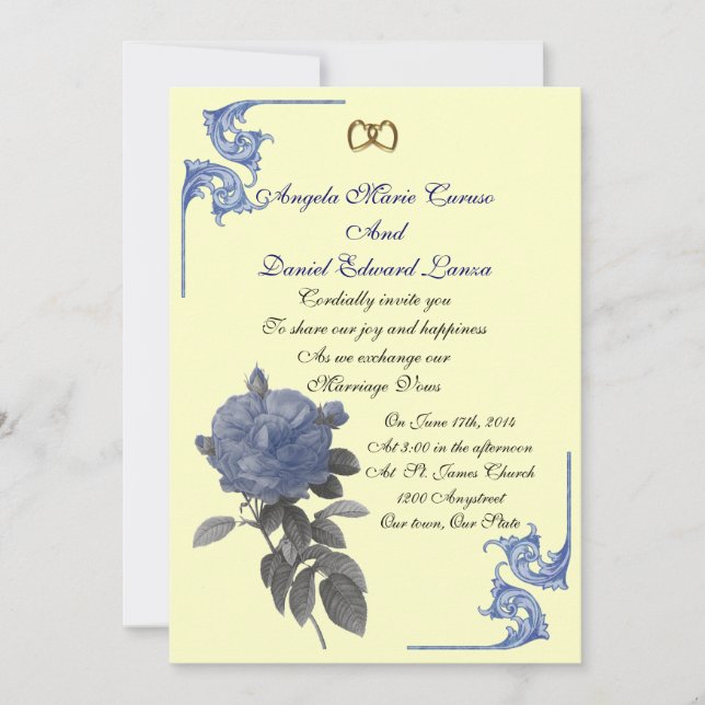 Invitation de mariage rose vintage shabby chic (Devant)