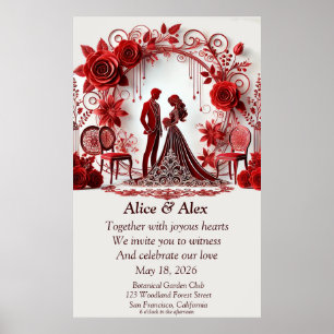 ✨ Invitation de mariage rouge Décoration de la dou