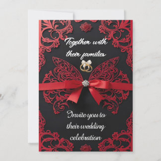 Invitation de mariage rouge et romantique