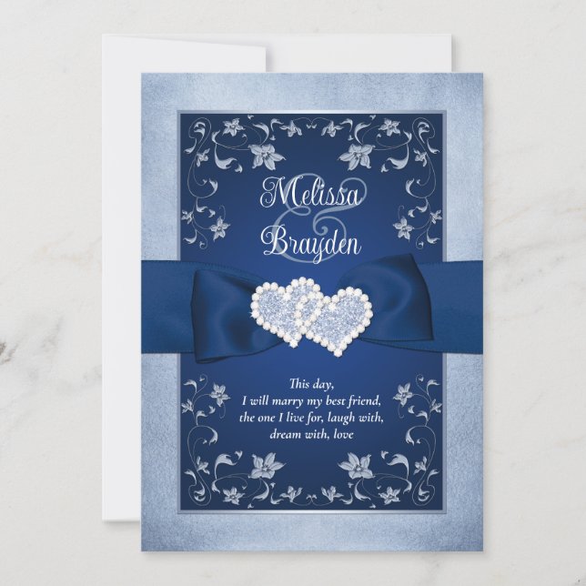Invitation de mariage | Royal Blue, Dusty Blue, Co (Devant)