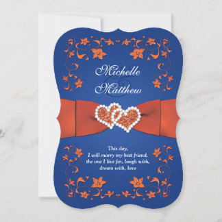 Invitation de mariage | Royal Blue Orange, Floral,