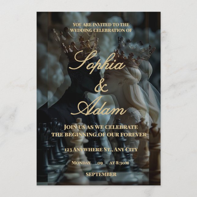 Invitation de mariage royal élégant (Devant)