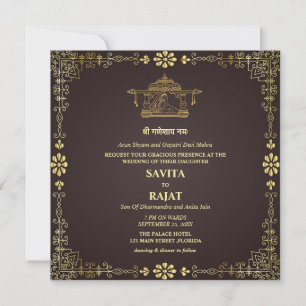 Invitation de mariage royal indien de luxe