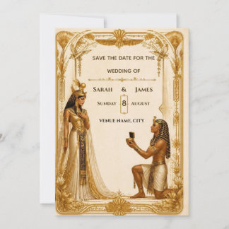 Invitation de mariage royal pharaonique | Élégant