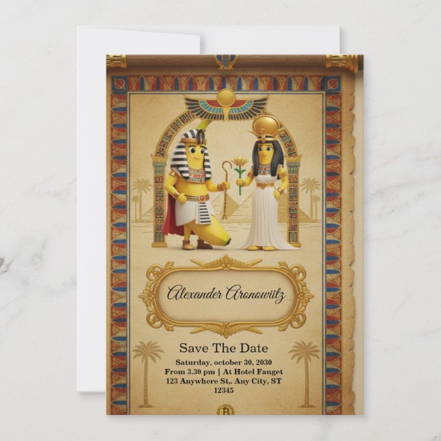 Invitation de mariage royale égyptienne – Pharao é (Devant)