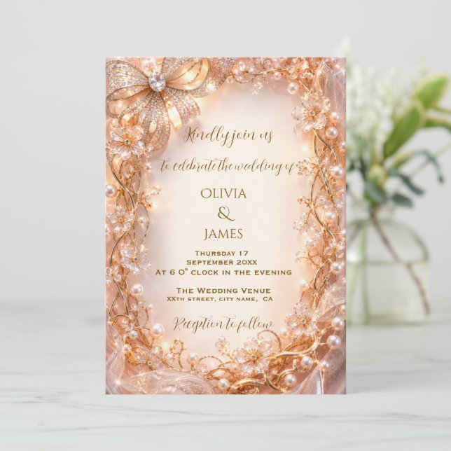 Invitation de mariage royale élégance or (Debout devant)