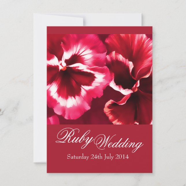 Invitation de mariage rubis 40 ans (Devant)