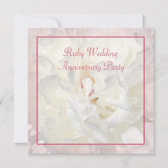 Invitation de mariage rubis floral pivoine (Devant)