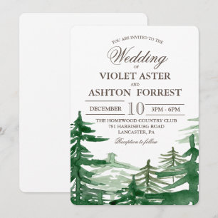 Invitation de mariage rustique avec sapin