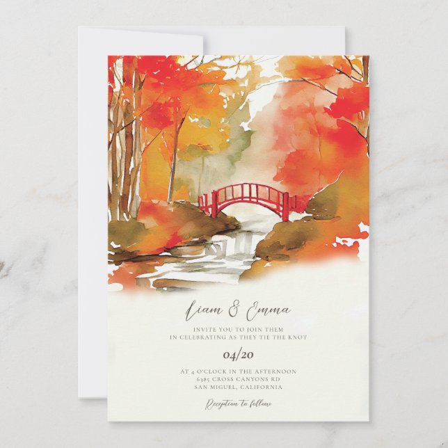 Invitation de mariage rustique d'automne (Devant)