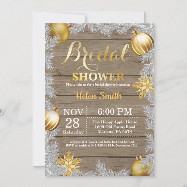 Invitation de mariage rustique d'hiver de Noël (Devant)