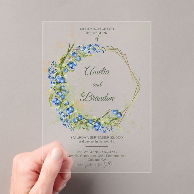 Invitation de mariage rustique en acrylique myrtil (In situ (ordinateur de poche))