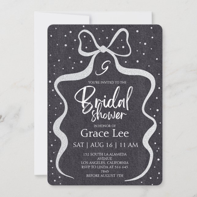 Invitation de mariage rustique en denim (Devant)