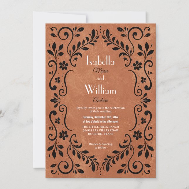 Invitation de mariage rustique en Talavera mexicai (Devant)