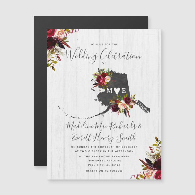Invitation de mariage rustique magnétique de l'Éta (Devant / Derrière)