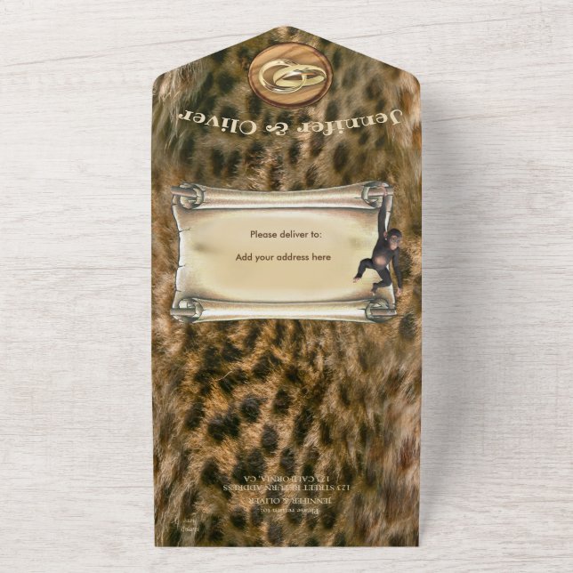 Invitation de mariage Safari Wildlife tout en un (Dehors)