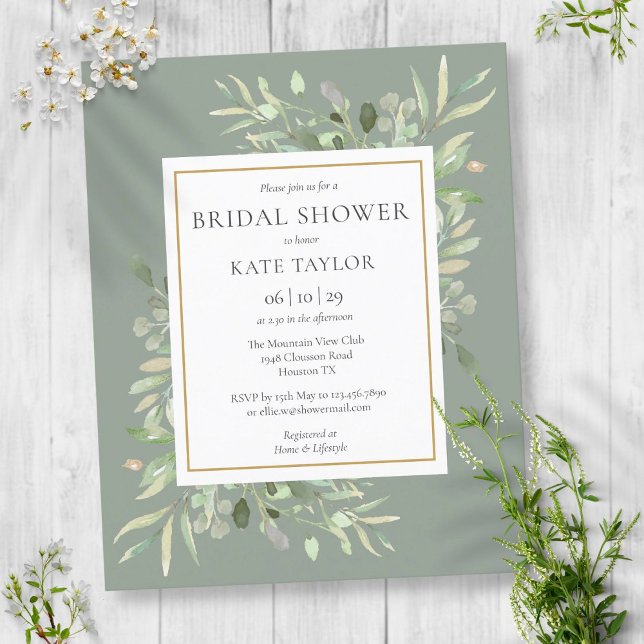 Invitation de mariage sage vert Budget pour une fê (Créateur téléchargé)