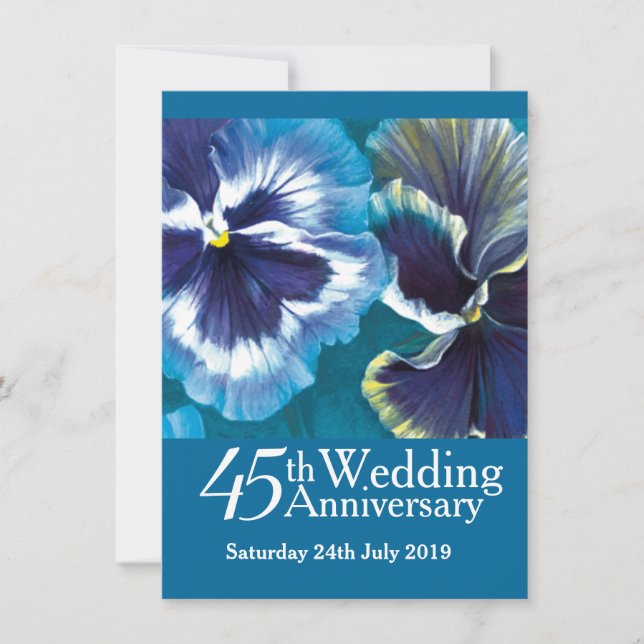 Invitation de mariage Saphir 45 ans bleu (Devant)