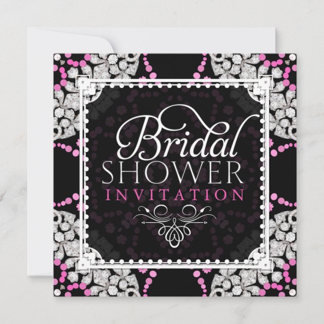Invitation de mariage scintillante en diamant blan (Devant)