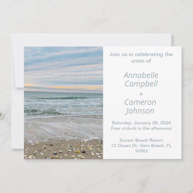 Invitation de mariage Shell Blue Beach (Devant)