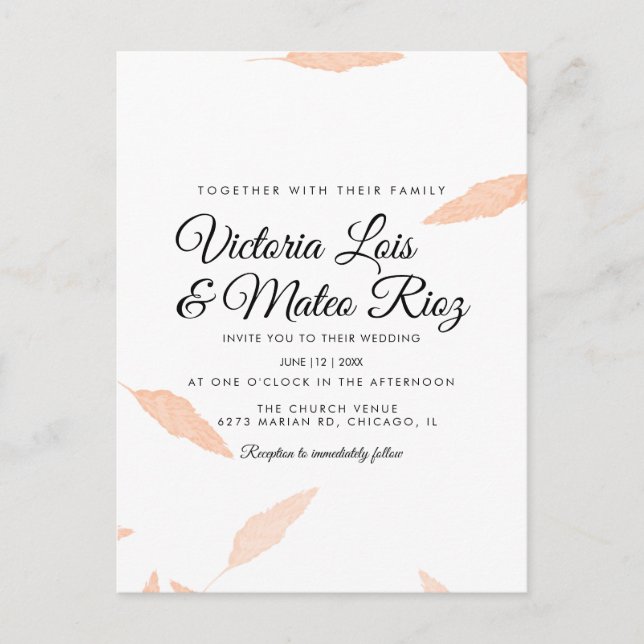 Invitation de mariage silhouette de feuille de Pam (Devant)