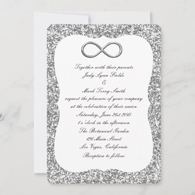 Invitation de mariage Silver Glitter Silver Infini (Devant)