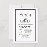 Invitation de mariage simple à la frontière rouge 