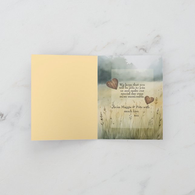 Invitation de mariage simple à motif de cœur de ca (Intérieur)