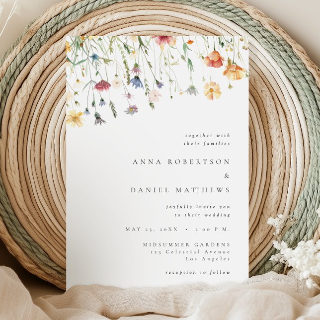 Invitation de mariage simple aux fleurs sauvages (Créateur téléchargé)