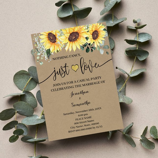 Invitation de mariage simple avec des tournesols,  (Créateur téléchargé)