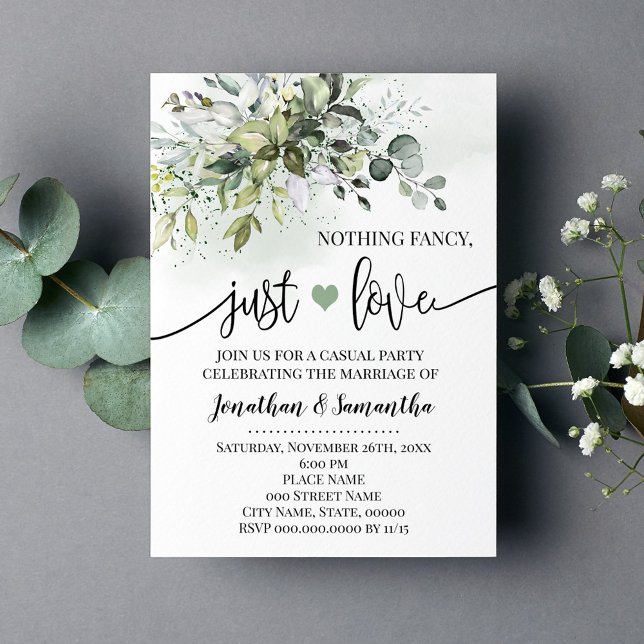 Invitation de mariage simple avec verdure et amour (Créateur téléchargé)