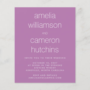 Invitation de mariage simple chic violet