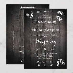 Invitation de mariage simple en bois rustique avec