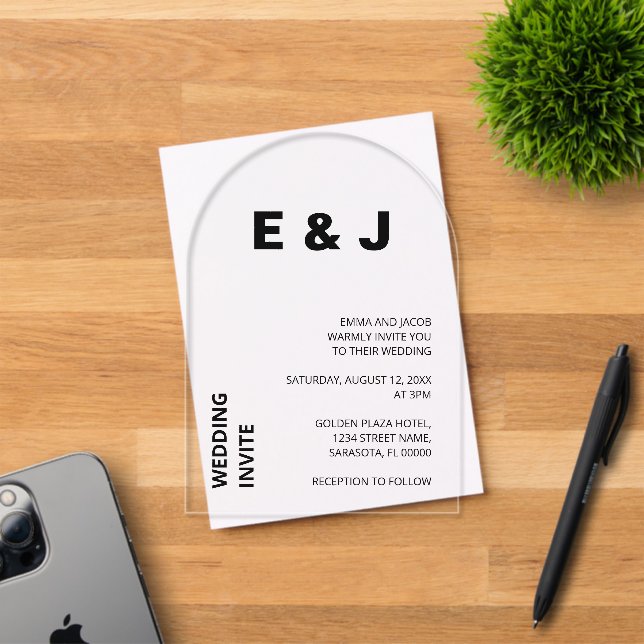 Invitation de mariage simple et audacieuse en acry (Insitu (Carte d'invitation))