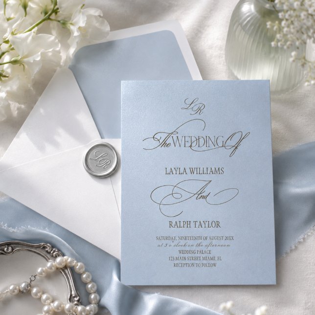 Invitation de mariage simple et bleu côtier (Créateur téléchargé)