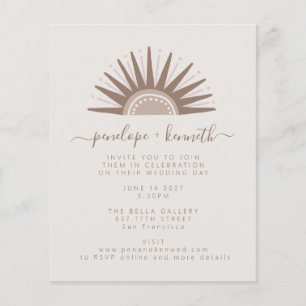 Invitation de mariage simple et bohème taupe solei