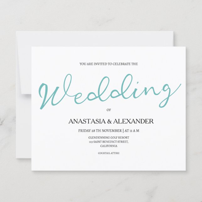 Invitation de mariage simple et économique. (Devant)