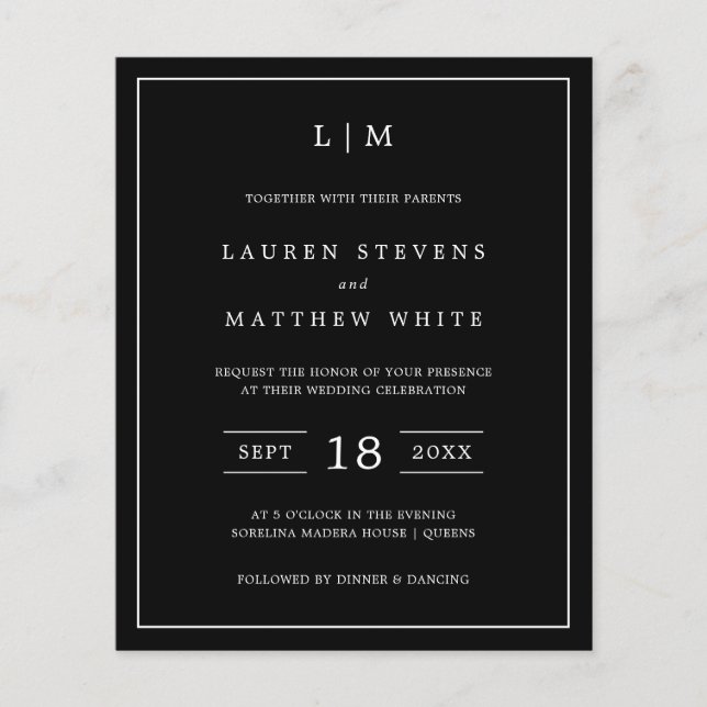 Invitation de mariage simple et économique avec mo (Devant)
