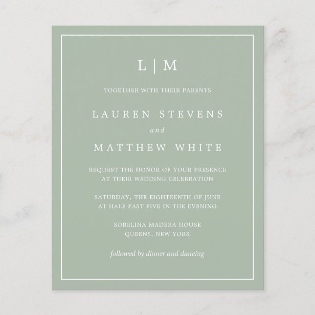 Invitation de mariage simple et économique avec mo (Devant)
