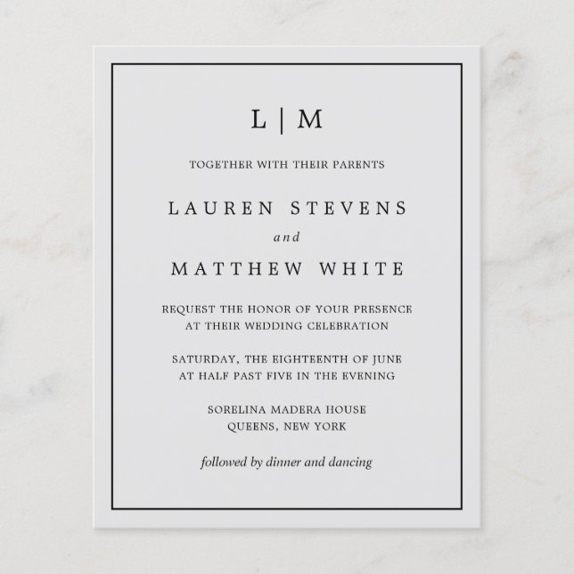 Invitation de mariage simple et économique avec mo (Devant)