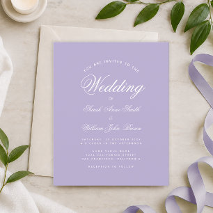 Invitation de mariage simple et économique lavande