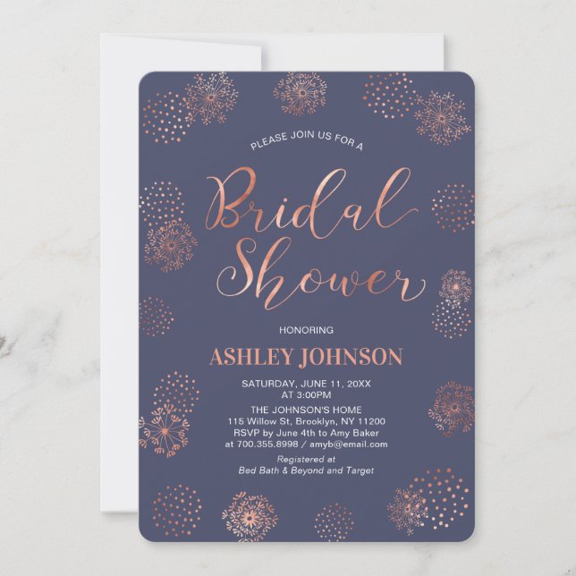 Invitation de mariage simple et élégant en cuivre (Devant)