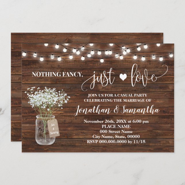 Invitation de mariage simple et élégant pour une f (Devant / Derrière)