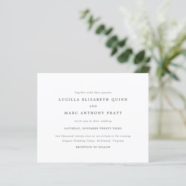 Invitation de mariage simple et intemporel à petit (Debout devant)