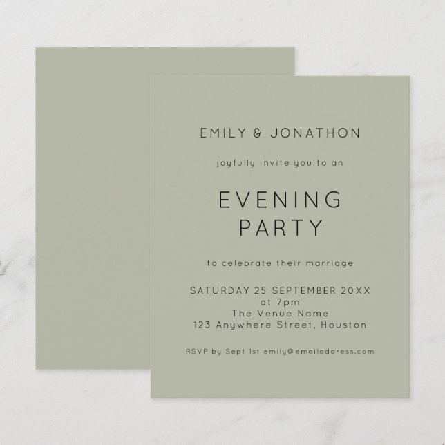 Invitation de mariage simple et sage pour une soir (Devant / Derrière)