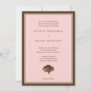 Invitation de mariage simple marron arbre chêne ro
