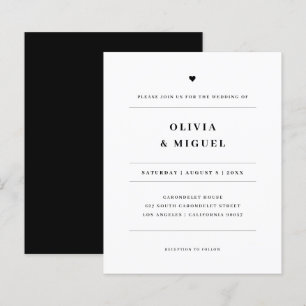 Invitation de mariage simple moderne noir et blanc