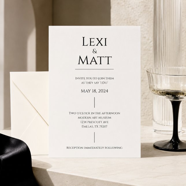 Invitation de mariage simple noir et blanc (Créateur téléchargé)