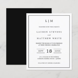 Invitation de mariage simple noir et blanc à petit